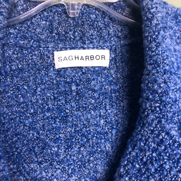 Blue Boucle Knit Cardigan Sweater by Sag Harbor - Picture 4 of 5